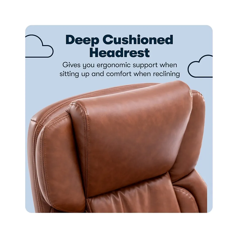 Ergonomic Chairs*Serta Garret Ergonomic Bonded Leather Swivel Executive Chair, (43520D) Cognac