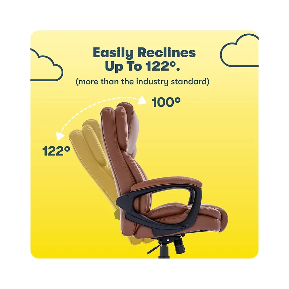 Ergonomic Chairs*Serta Garret Ergonomic Bonded Leather Swivel Executive Chair, (43520D) Cognac