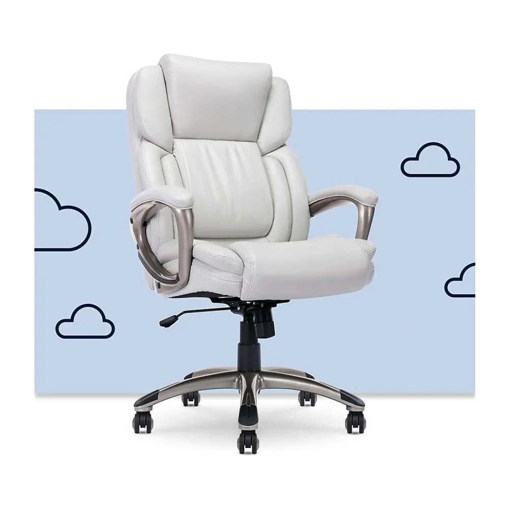 Ergonomic Chairs*Serta Garret Ergonomic Bonded Leather Swivel Executive Chair, (43520G) White