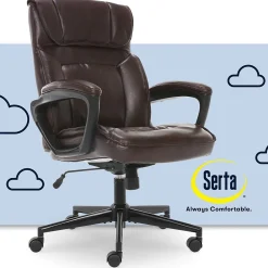 Office Chairs*Serta Hannah I Ergonomic Bonded Leather Swivel Executive Chair, (43670G) Biscuit