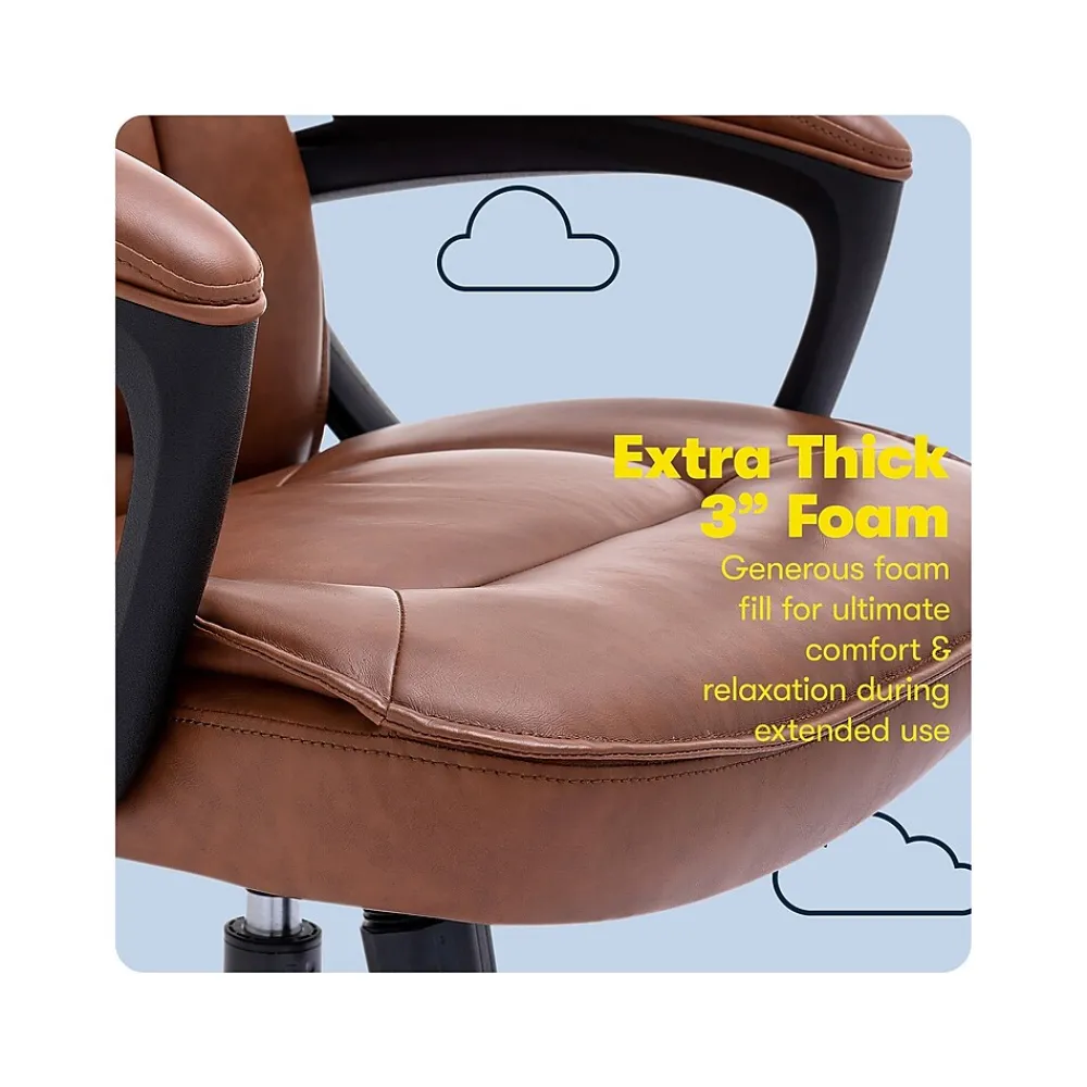 Ergonomic Chairs*Serta Hannah I Ergonomic Bonded Leather Swivel Executive Chair, (43670H) Cognac