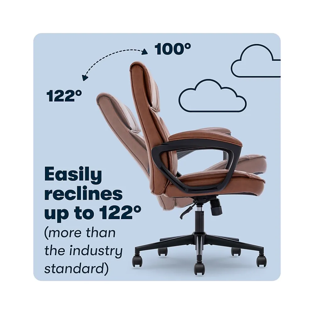 Ergonomic Chairs*Serta Hannah I Ergonomic Bonded Leather Swivel Executive Chair, (43670H) Cognac