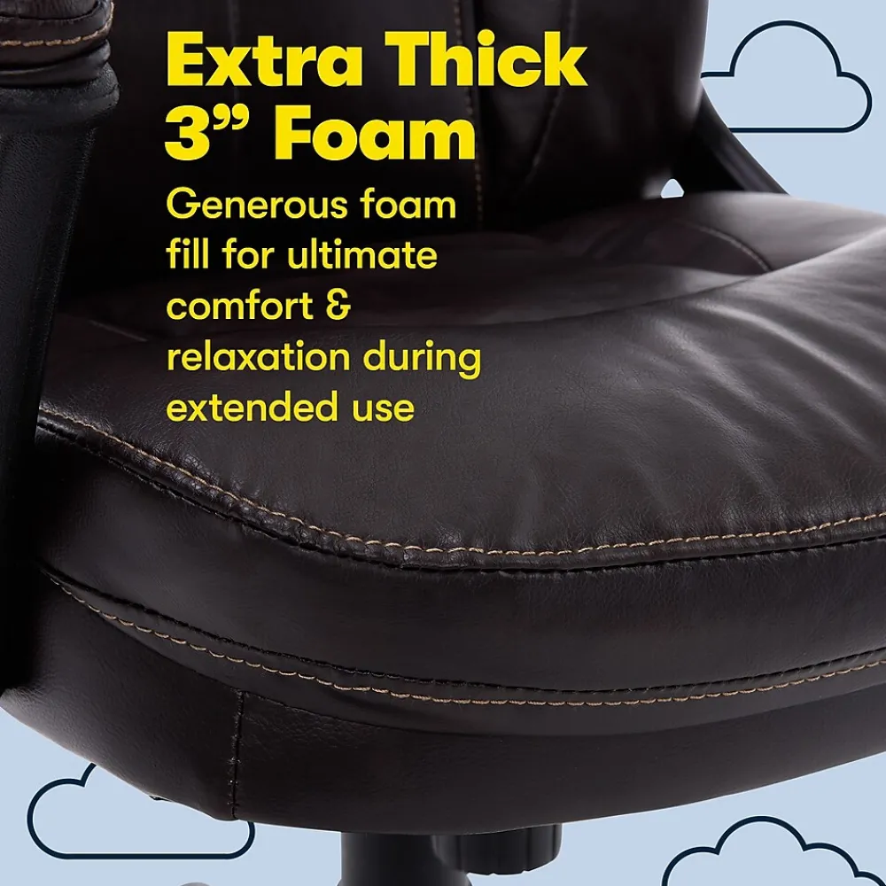 Ergonomic Chairs*Serta Manager's Office Chair, Puresoft® Faux Leather, Roasted Chestnut Brown (43669OSS)