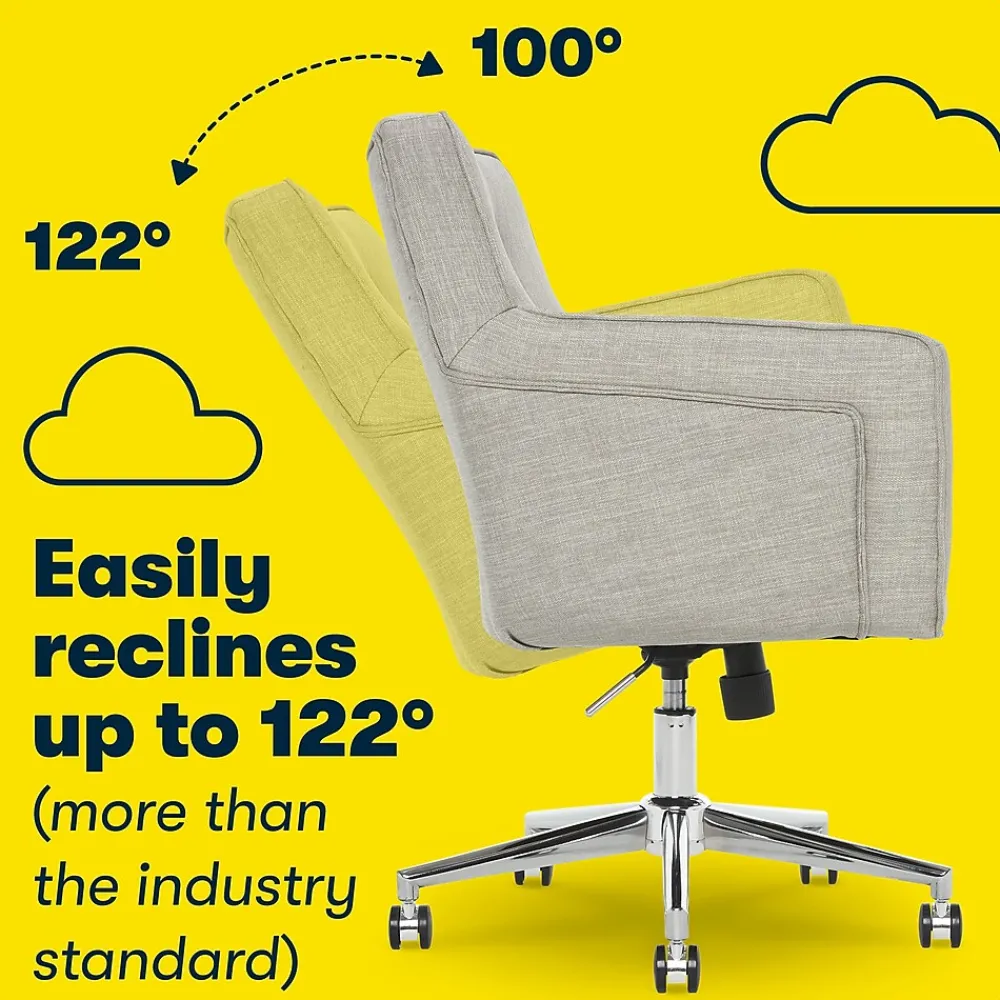 Ergonomic Chairs*Serta Style Ashland Fabric Swivel Computer and Desk Chair, (CHR100004) Light Gray