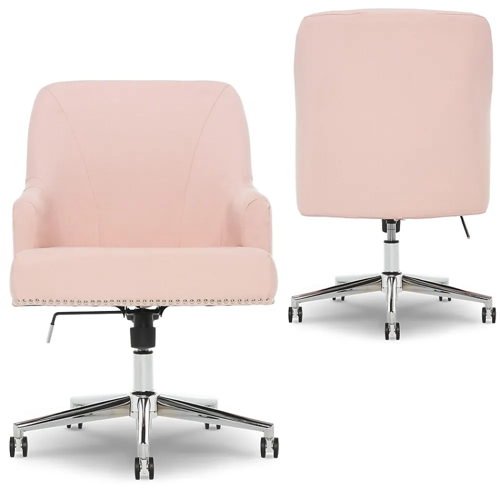Office Chairs*Serta Style Leighton Fabric Swivel Home Office Chair, Blush Pink (47925C)