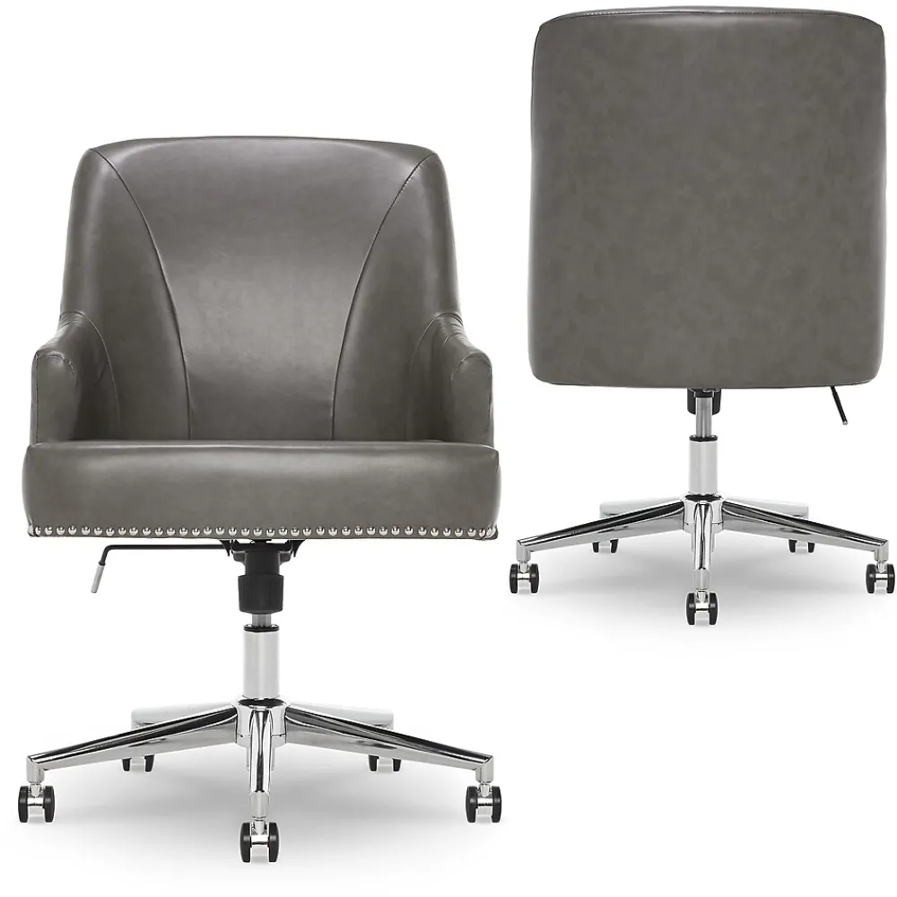 Office Chairs*Serta Style Leighton Faux Leather Swivel Home Office Chair, Gray (47925G)