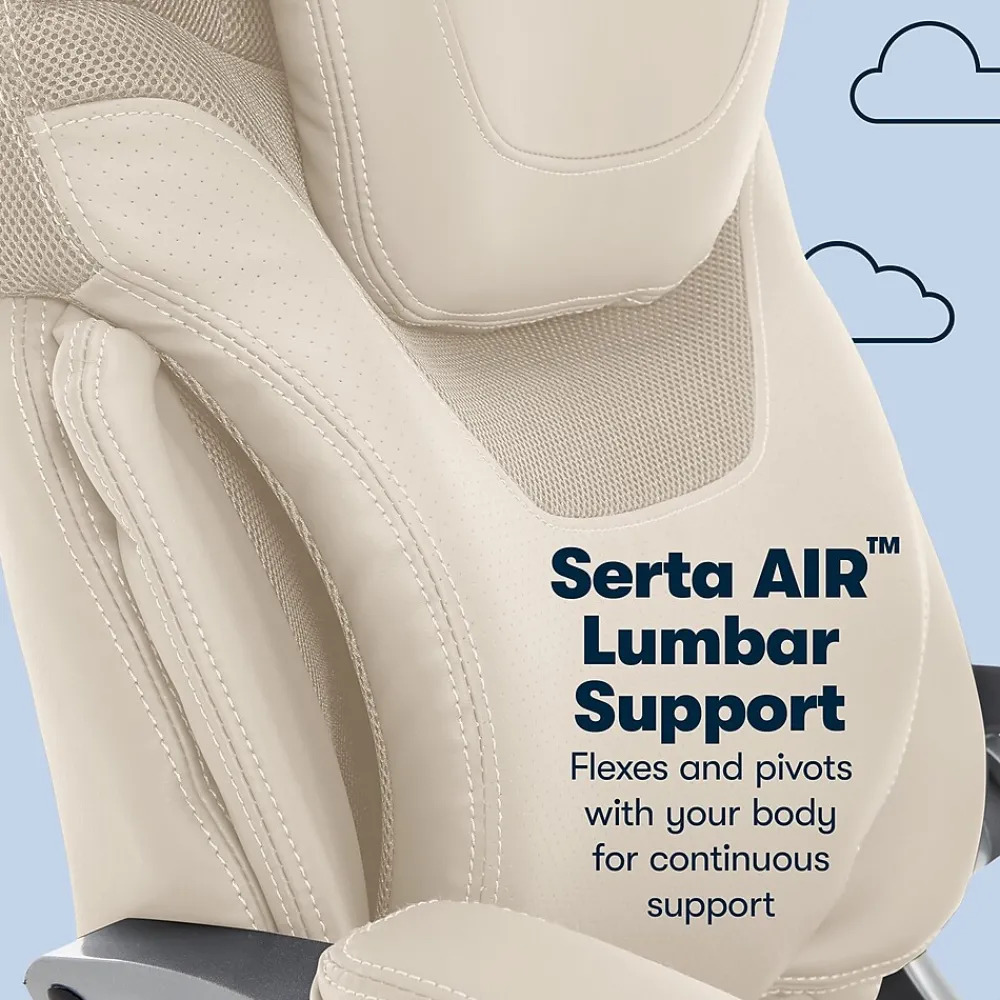 Office Chairs*Serta Works Bryce Ergonomic Bonded Leather Swivel Executive Chair, (43807B) Cream