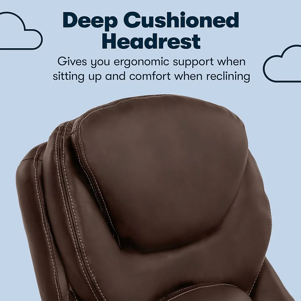 Ergonomic Chairs*Serta Works Ergonomic Faux Leather Swivel Executive Chair with Back in Motion Technology, (44186B) Chestnut