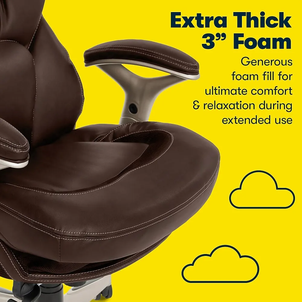 Ergonomic Chairs*Serta Works Ergonomic Faux Leather Swivel Executive Chair with Back in Motion Technology, (44186B) Chestnut
