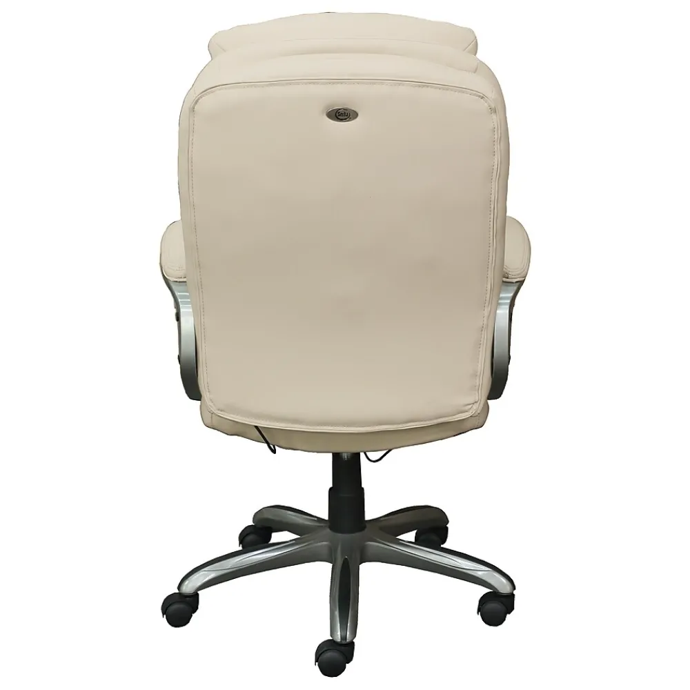 Office Chairs*Serta Works My Fit Ergonomic Bonded Leather Swivel Executive Chair, Ivory (48097A)