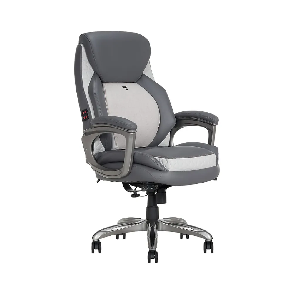 Ergonomic Chairs*Sharper Image S-600 Active Lumbar Ergonomic Bonded Leather Swivel Executive Massage Chair, (60098-GRY) Gray
