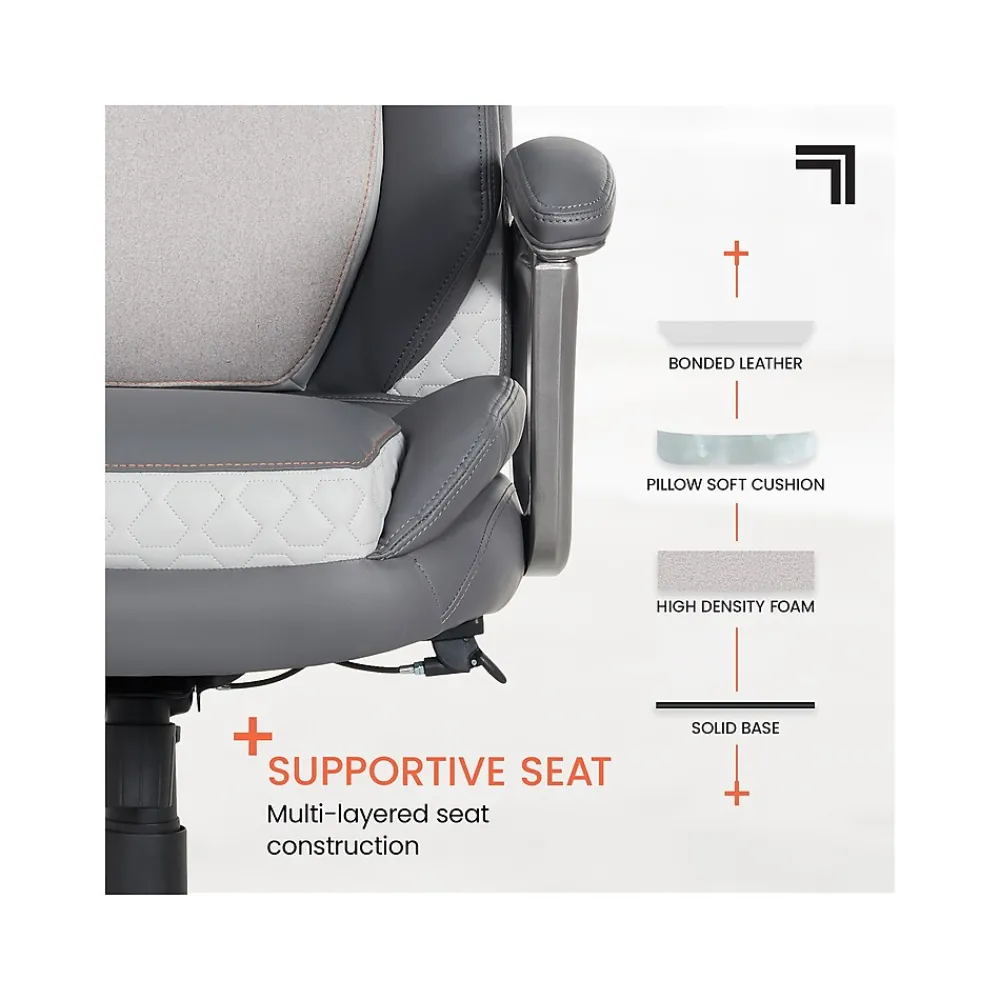 Ergonomic Chairs*Sharper Image S-600 Active Lumbar Ergonomic Bonded Leather Swivel Executive Massage Chair, (60098-GRY) Gray