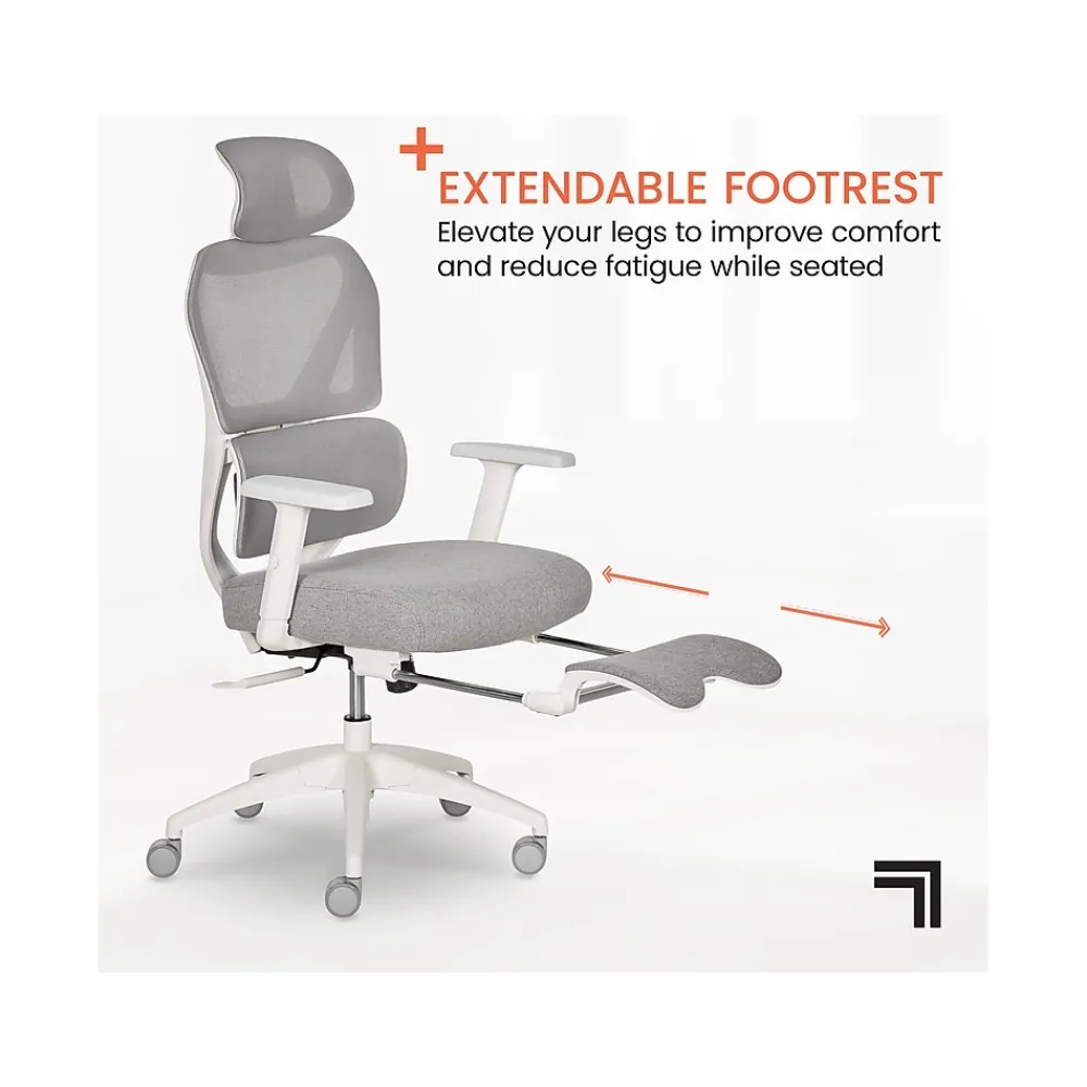 Office Chairs*Sharper Image S-850 Ergonomic Mesh Swivel Computer and Desk Chair, Light Gray/White (60106-LGRYWHT)