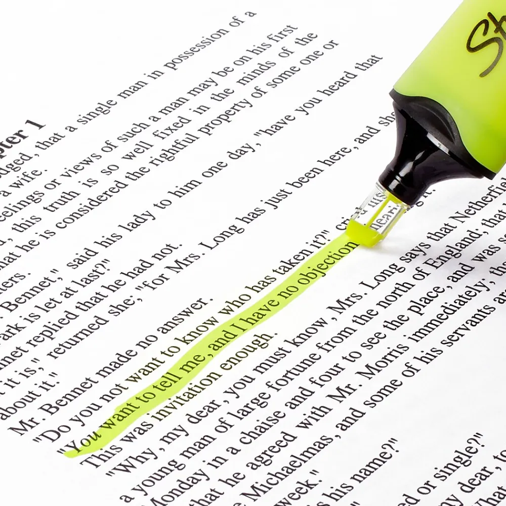 Highlighters|Sharpie Clear View Tank Highlighter, Chisel Tip, Yellow, Dozen (2128227/1897847)