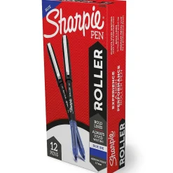 Pens|Sharpie Rollerball Pen, Arrow Point Pen for Bold Lines, Blue Ink, Dozen (2101306)