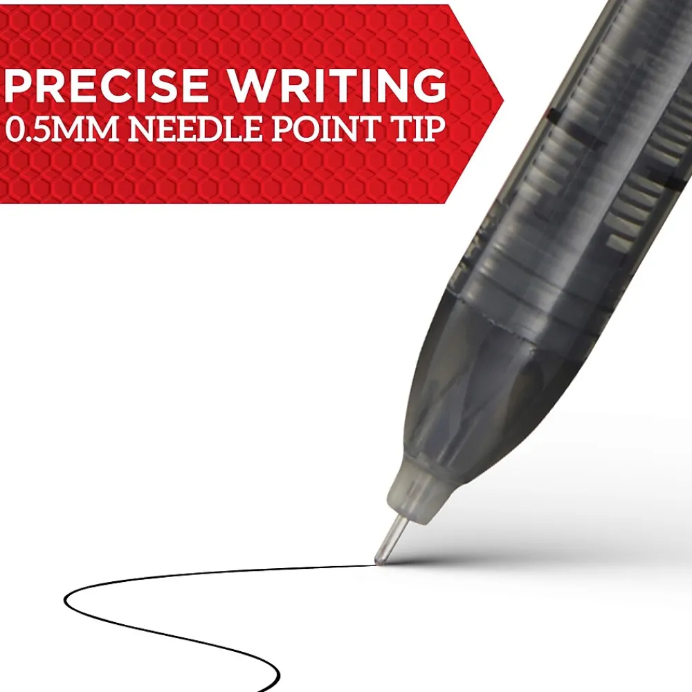 Pens|Sharpie Rollerball Pens, 0.5 mm, Needle Point, Black Ink, 4/Pack (2093222)