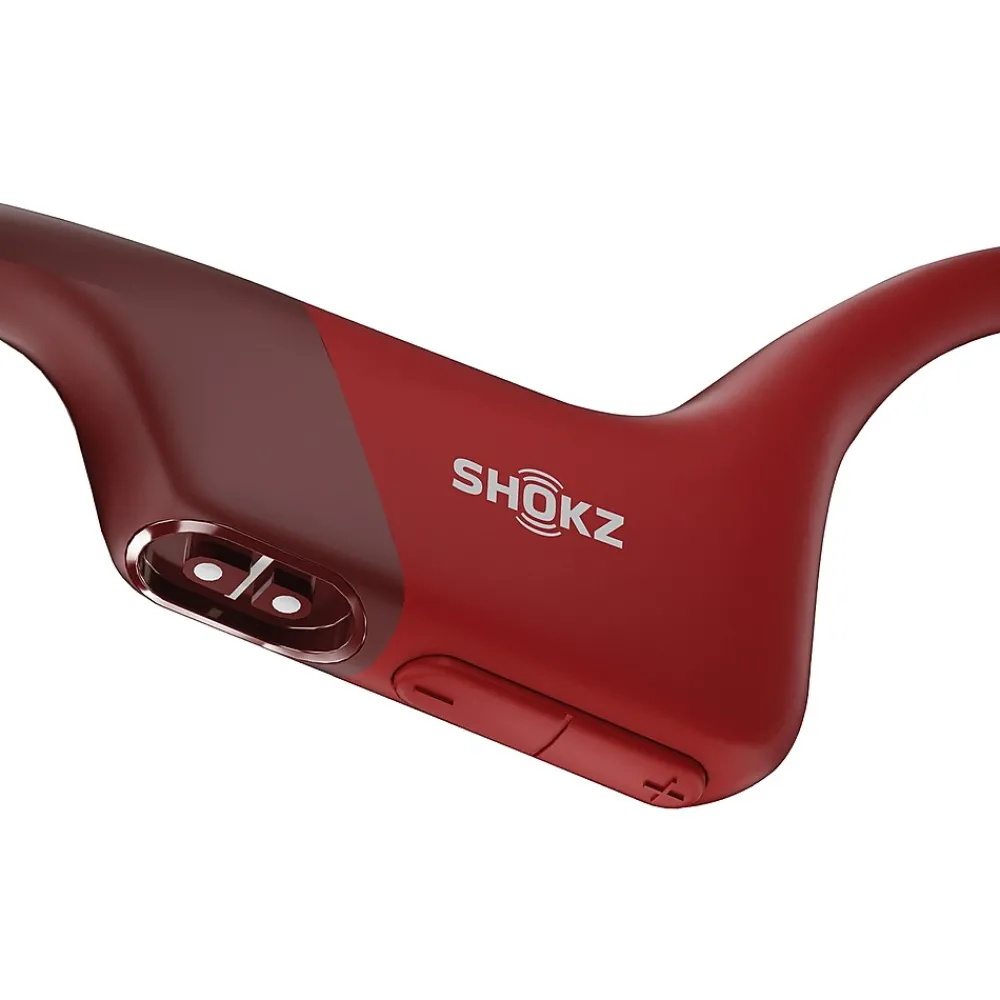 OpenRun Bone-Conduction Open-Ear Sport Headphones with Microphones, Red (S803-ST-RD-US)<Shokz Hot