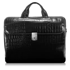 MONTEROSSO, IGNOTO, Embossed Crocco Leather, Large Ladies Laptop Briefcase, Black (35515)<Siamod Hot