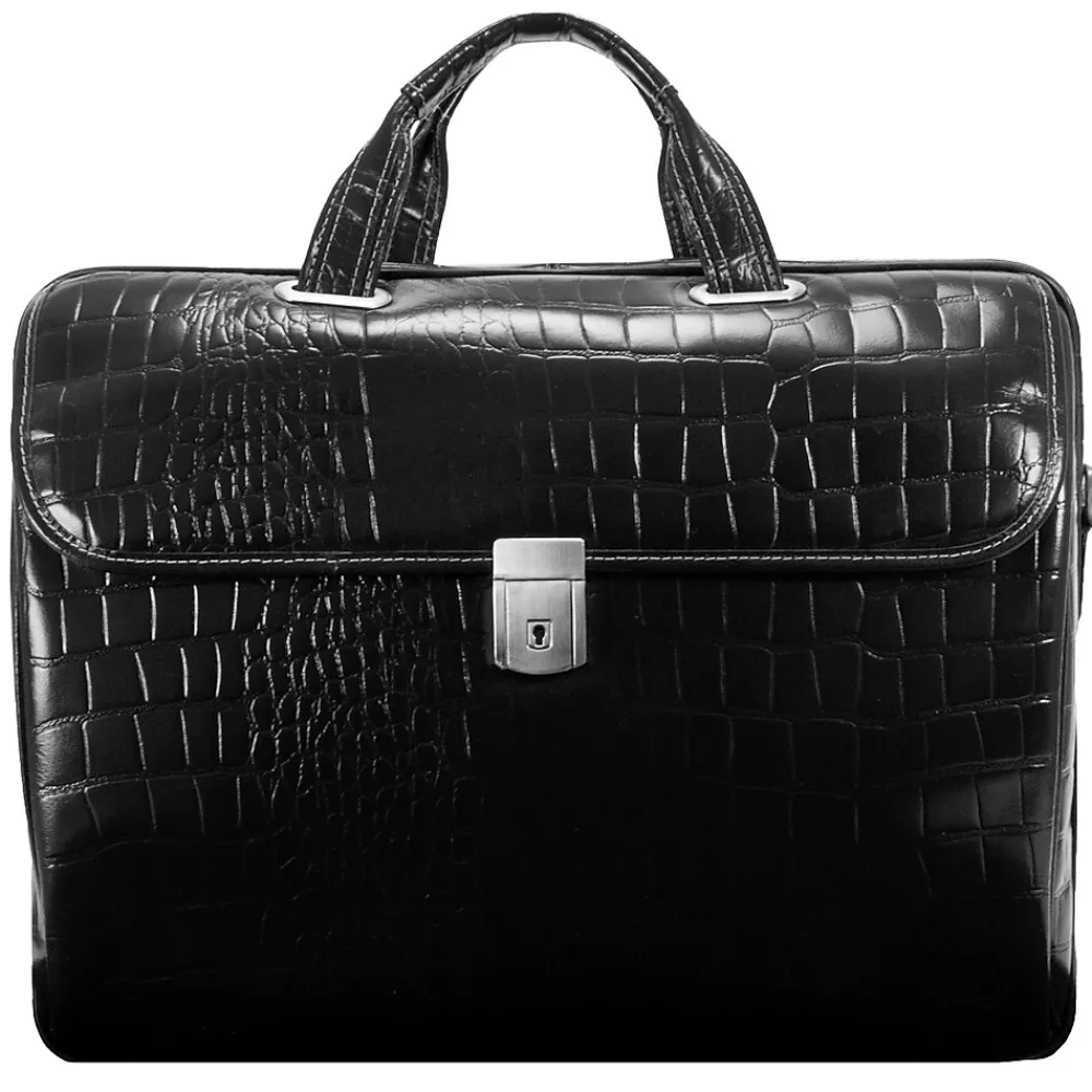 MONTEROSSO, SERVANO, Embossed Crocco Leather, Tablet Briefcase, Black (35535)<Siamod