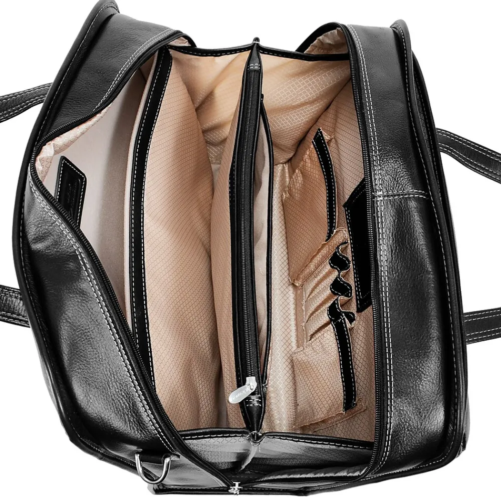 Siamod VERNAZZA, CARUGETTO, Napa Cashmere Leather, Patented Detachable -Wheeled Laptop Briefcase, Black (45295)<McKlein Online