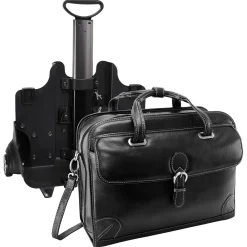 Siamod VERNAZZA, CARUGETTO, Napa Cashmere Leather, Patented Detachable -Wheeled Laptop Briefcase, Black (45295)<McKlein Online