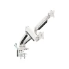 Clearance SIIG Dual Monitor Aluminum Heavy Duty Desk Mount with USB and Audio Ports Arm, Up to 35", White (CE-MT3211-S1)