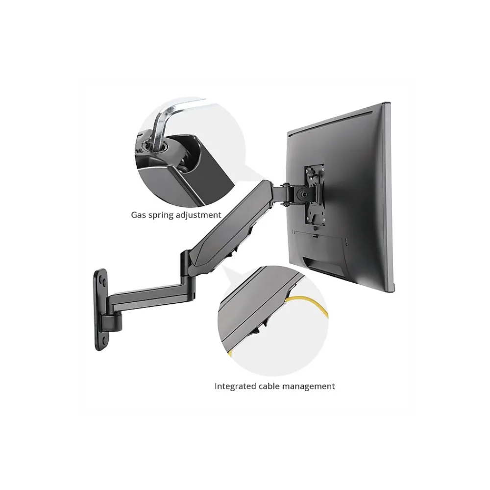 Online SIIG High Premium Aluminum Gas Spring Wall Mount - Single Monitor Arm, Up to 32", Black (CE-MT2L12-S1)