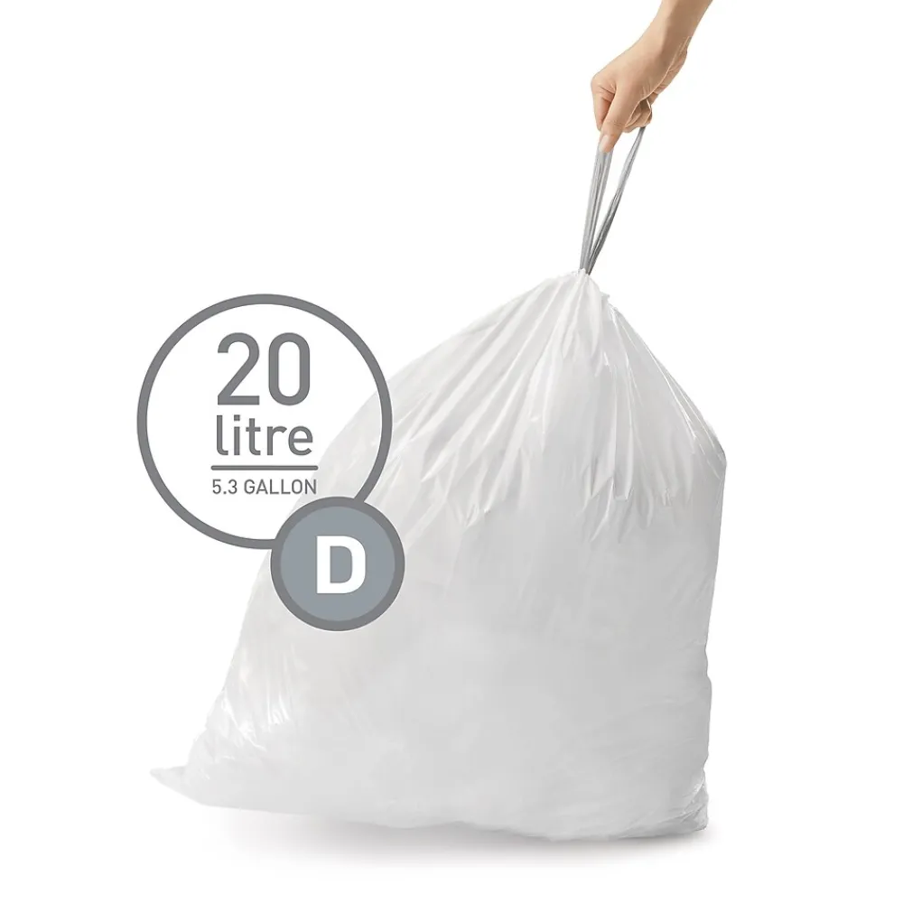 5.2 Gallon Trash Bag, Low Density, White (CW0254)<simplehuman Outlet