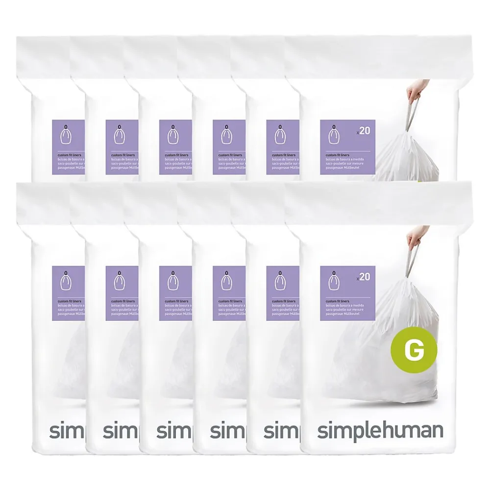 Code G -8 Gallon Trash Bag, 6.5" x 8.9", Low Density, 1.2 mil, White, 240 Bags/Box (CW0257)<simplehuman Discount