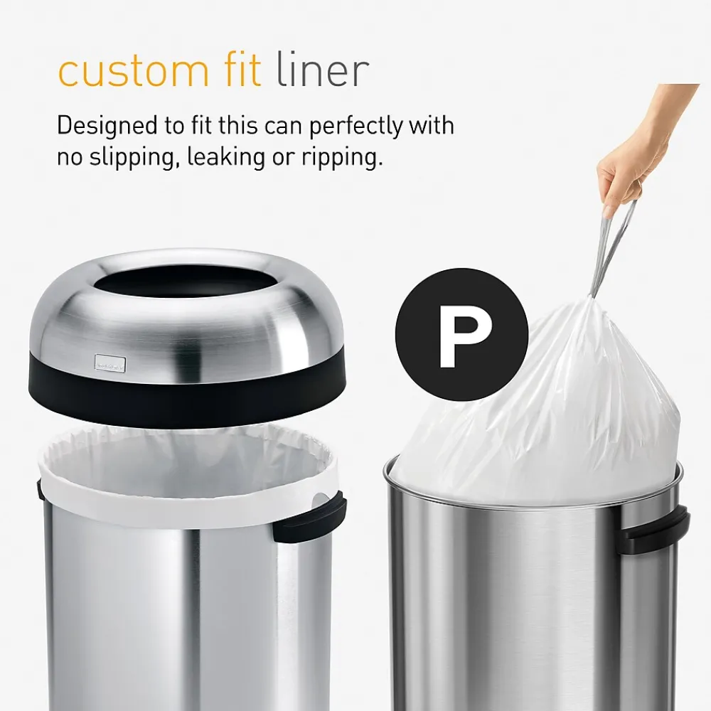 Code P 13-16 Gallon Trash Bag, 9" x 12", Low Density, 1.4 mil, White, 200 Bags/Box (CW0274)<simplehuman