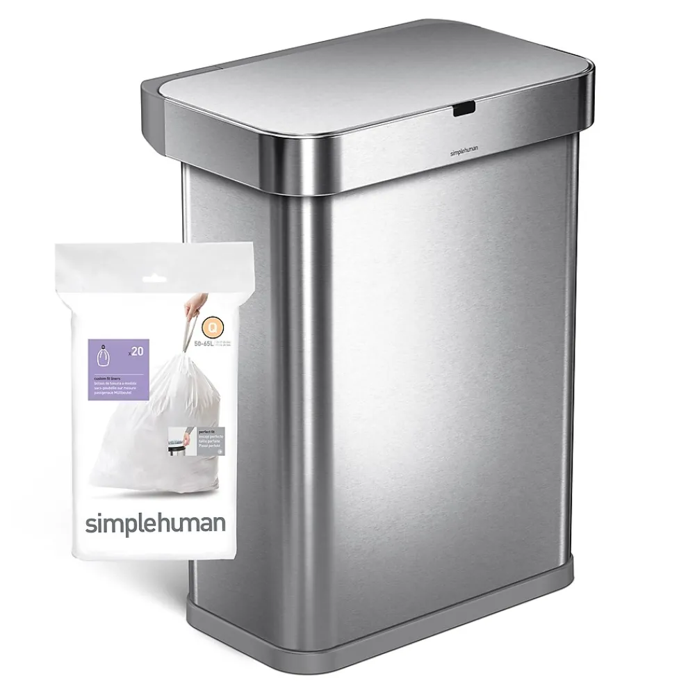 Code Q 13-17 Gallon Trash Bag, 6.5" x 9.8", Low Density, 1.2 mil, White, 240 Bags/Box (CW0264)<simplehuman New