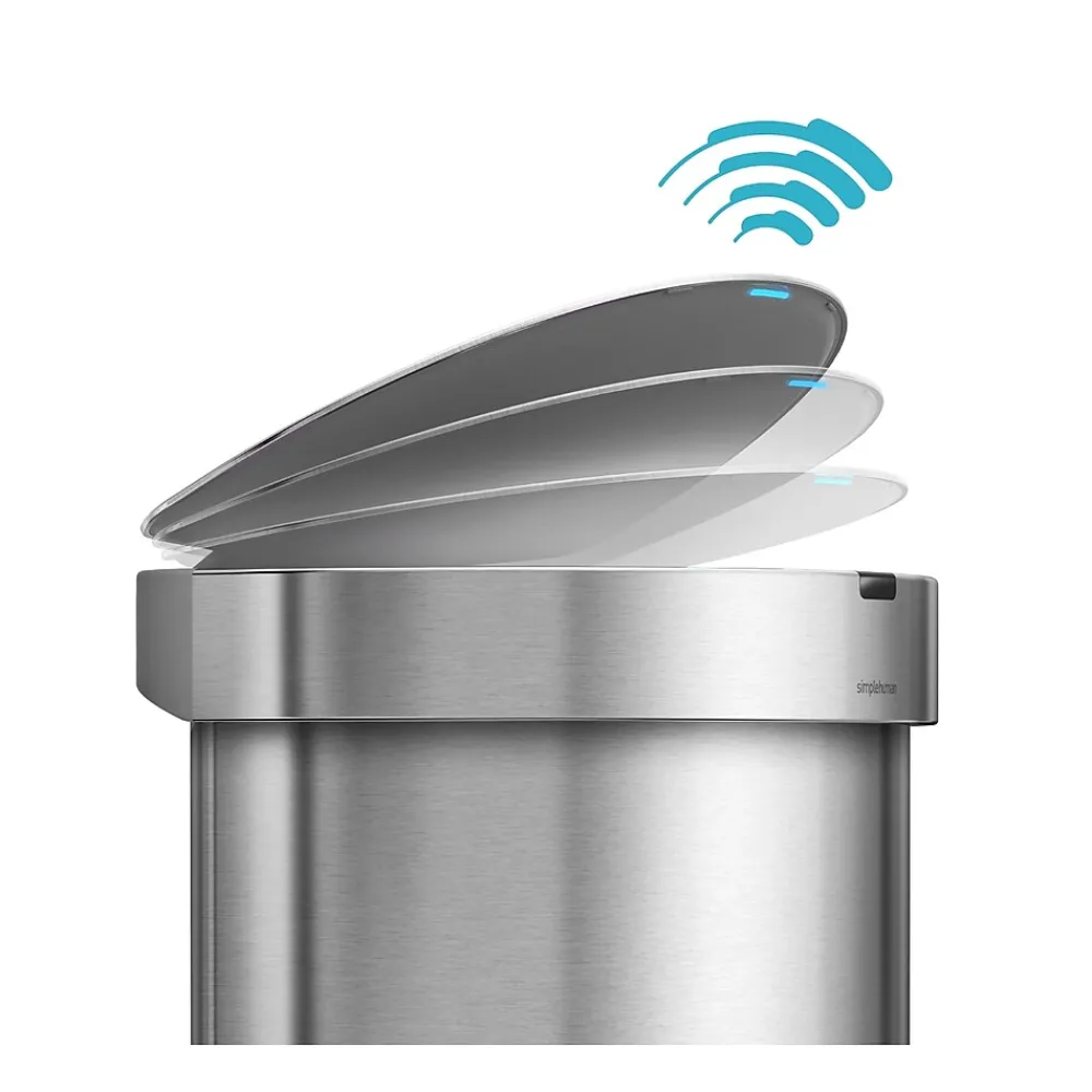 Semi-Round Sensor Trash Can with Liner Pocket, Brushed Stainless Steel, 12 Gallon (ST2009)<simplehuman Best