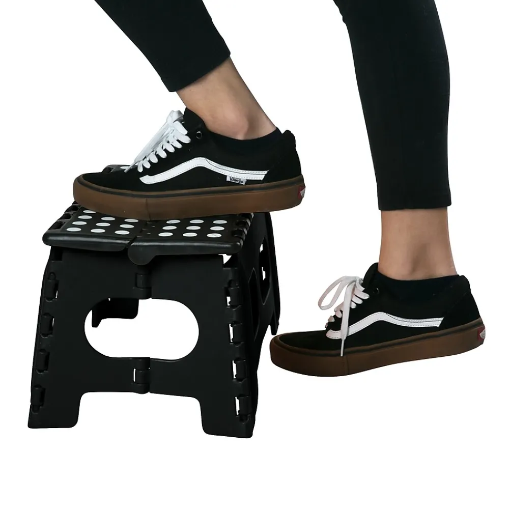 Simplify Folding Step Stool, 16", Black (26458-BLACK)