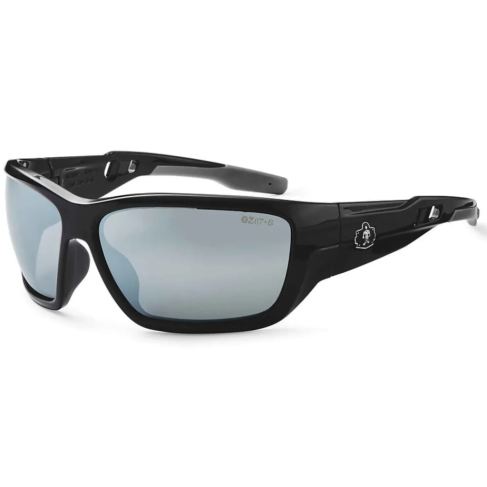 Skullerz BALDR Safety Glasses, Silver Mirror Lens, Black (57042)