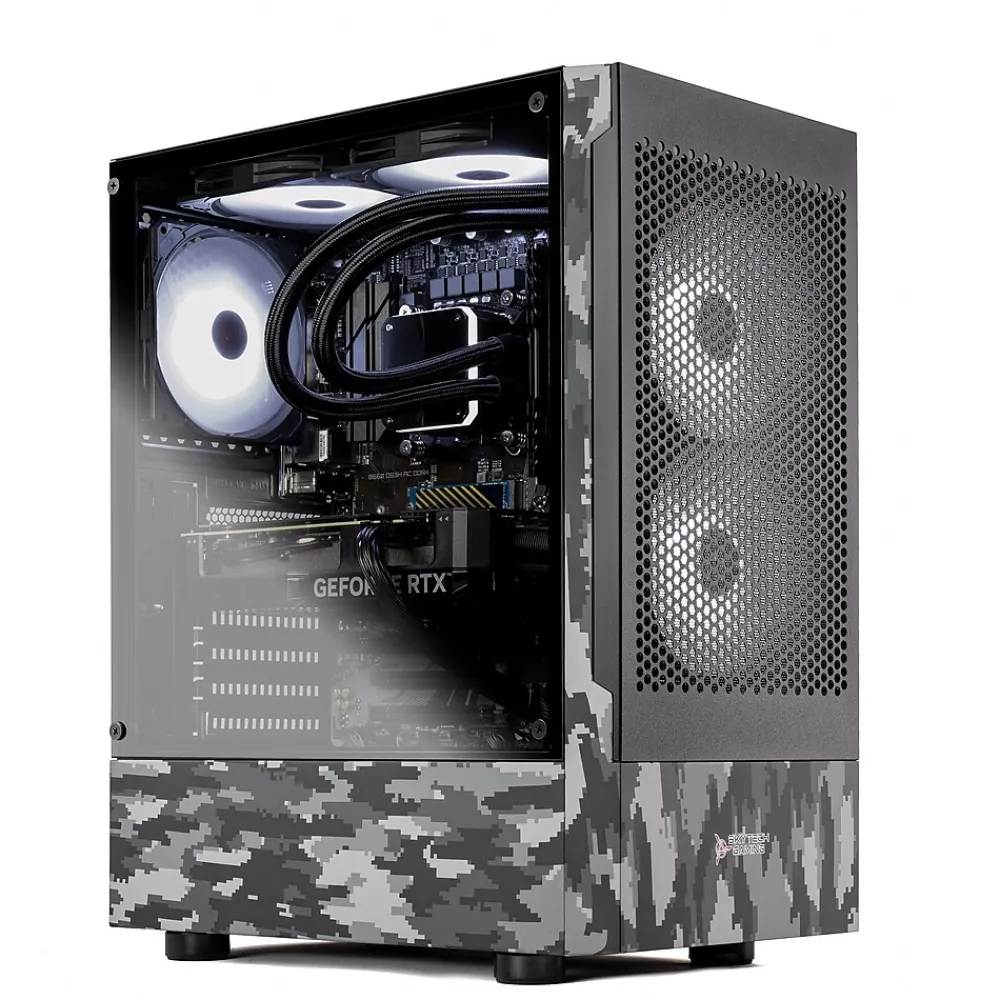 Online Skytech Gaming Skytech Ghost Gaming Desktop, Intel Core i5-13400F, 16GB RAM, 1TB SSD, Intel Arc A580 Graphics, Windows 11, White Camo