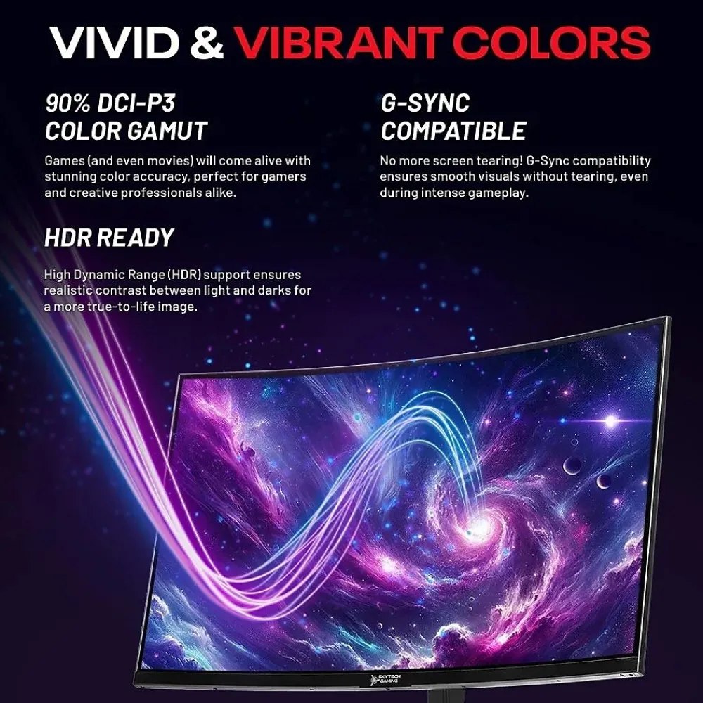 Outlet Skytech Gaming Skytech Stardust 32" Curved 2K 165 Hz LED Gaming Monitor, Black (MTSTARDUST0002B)