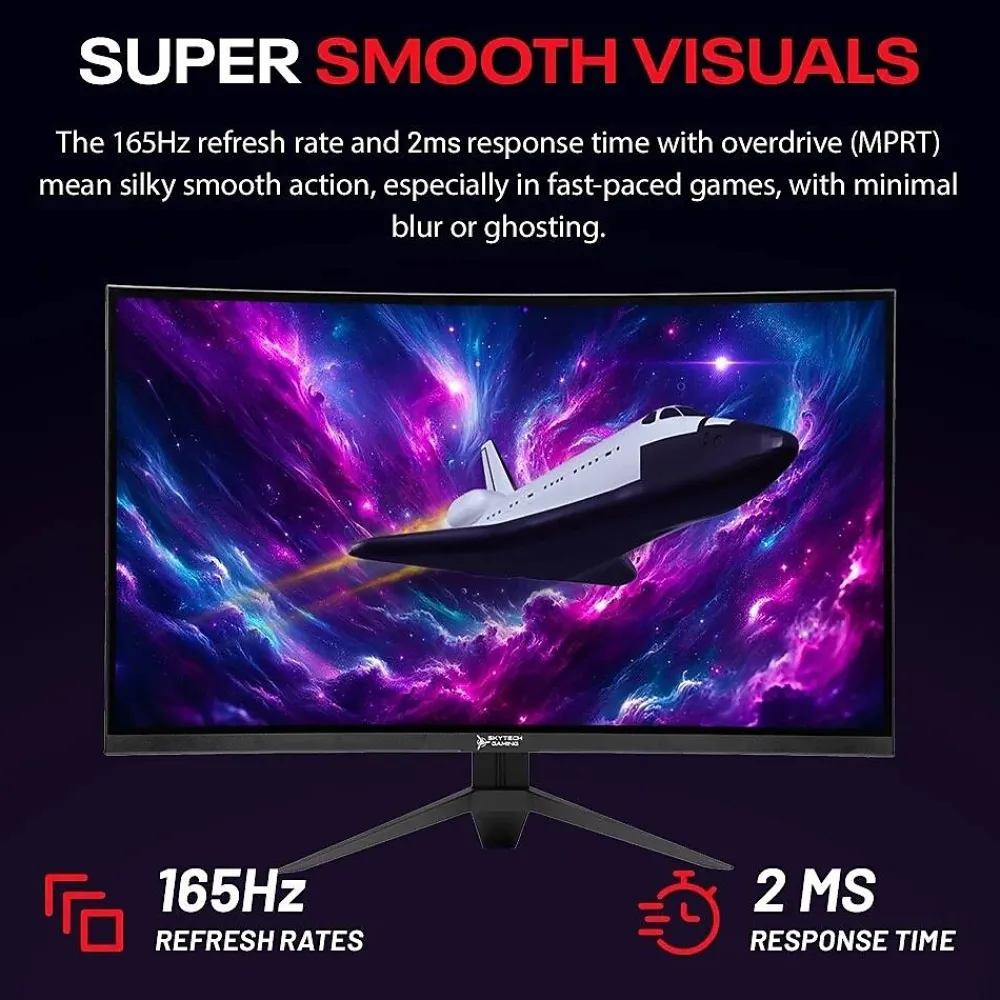 Outlet Skytech Gaming Skytech Stardust 32" Curved 2K 165 Hz LED Gaming Monitor, Black (MTSTARDUST0002B)