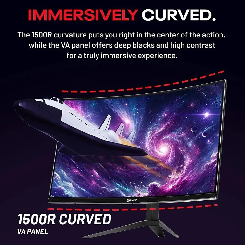 Outlet Skytech Gaming Skytech Stardust 32" Curved 2K 165 Hz LED Gaming Monitor, Black (MTSTARDUST0002B)