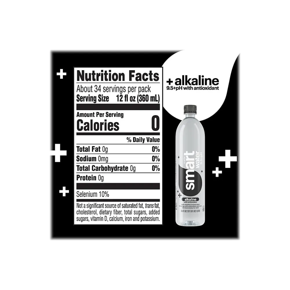 smartwater alkaline with antioxidant Water, 33.81 fl. oz., 12 Bottles/Pack (786162411167)