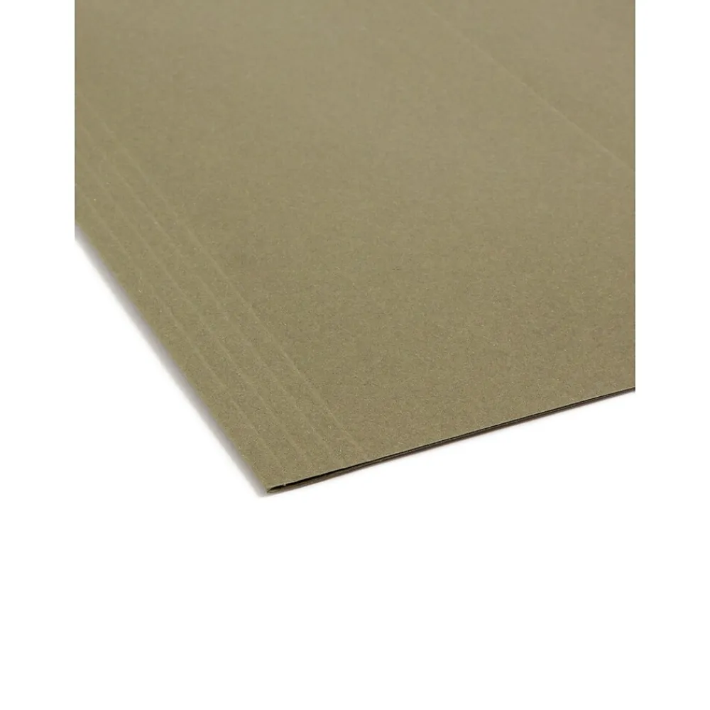 Hanging File Folders|Smead 100% Recycled Hanging File Folders, 1/5-Cut Adjustable Tab, Letter Size, Standard Green, 25/Box (65001)