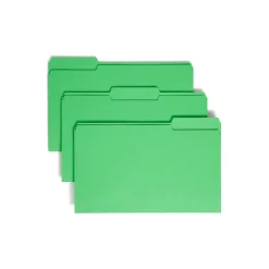 File Folders|Smead CutLessĀ® File Folder, 3 Tab, Legal Size, Green, 100/Bx (17143)