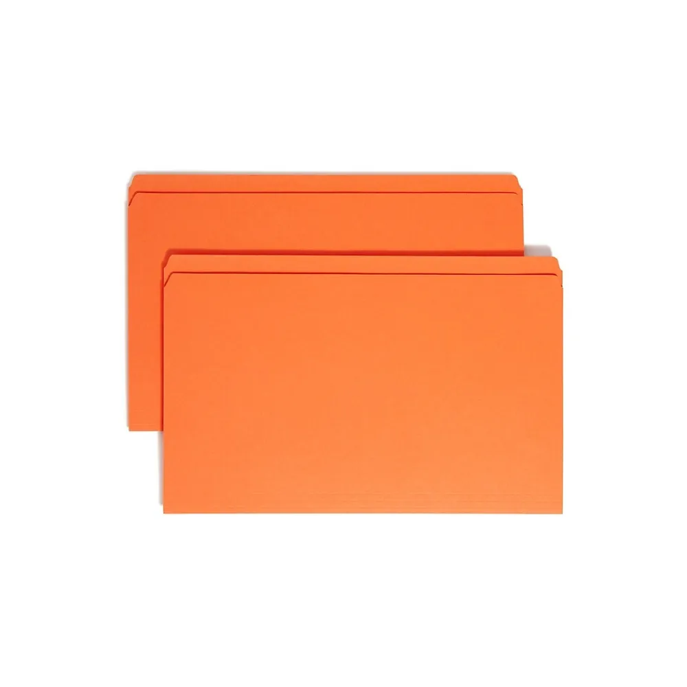 File Folders|Smead File Folder, Reinforced Straight-Cut Tab, Legal Size, Orange, 100 per Box (17510)