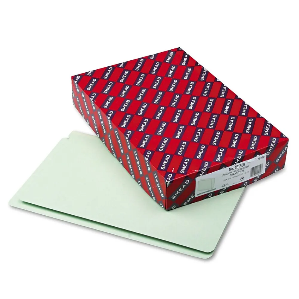 File Folders|Smead File Folder, Straight Cut, Legal Size, Gray/Green, 25/BX (29210)