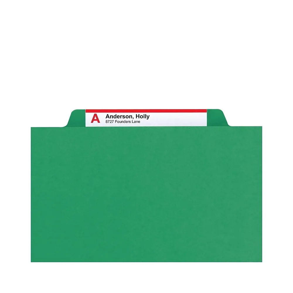 File Folders|Smead Pressboard File Folders, 1/3-Cut Tab, 1" Expansion, Letter Size, Green, 25/Box (21546)
