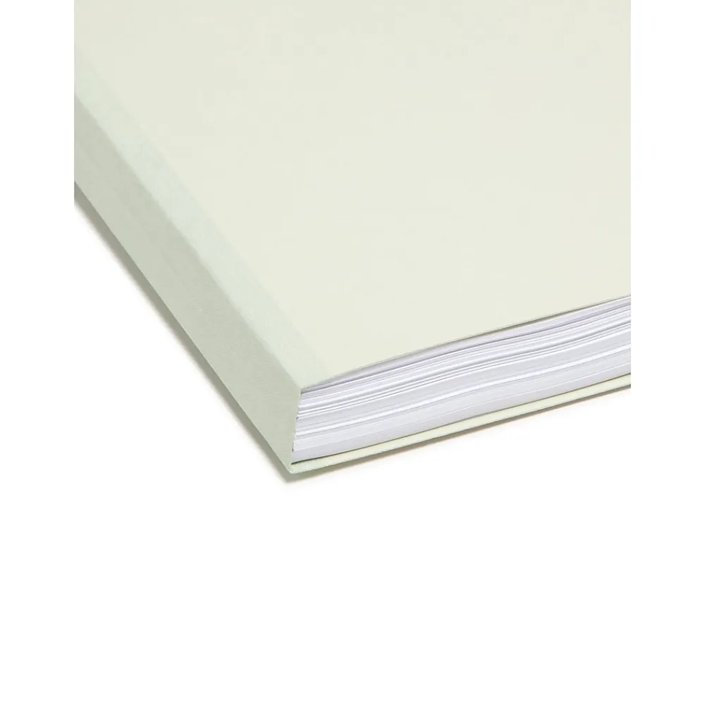 File Folders|Smead Pressboard File Folder, 1/3-Cut Tab Flat Metal, 1" Expansion, Letter Size, Gray/Green, 25 per Box (13430)