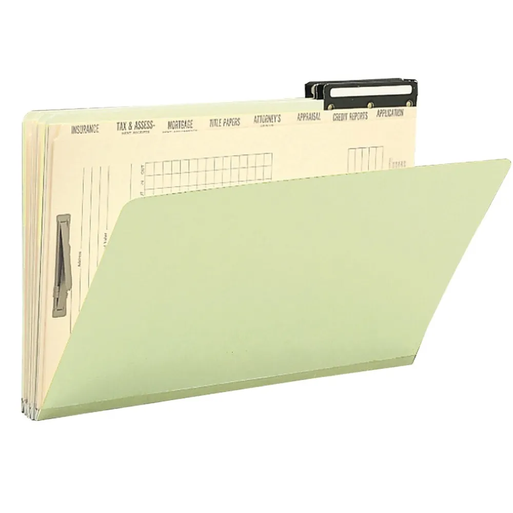 File Folders|Smead Pressboard Mortgage File Folder, 2/5-Cut Right Position Flat Metal Tab, 14-3/4"W x 10"H, Guide Height, 10/Box (78208)
