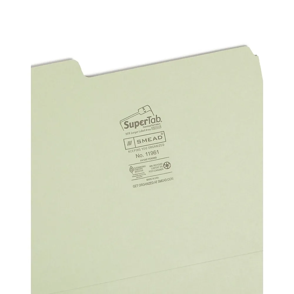 File Folders|Smead SuperTab File Folders, 1/3 Cut, Letter Size, Multicolor, 100/Box (11961)