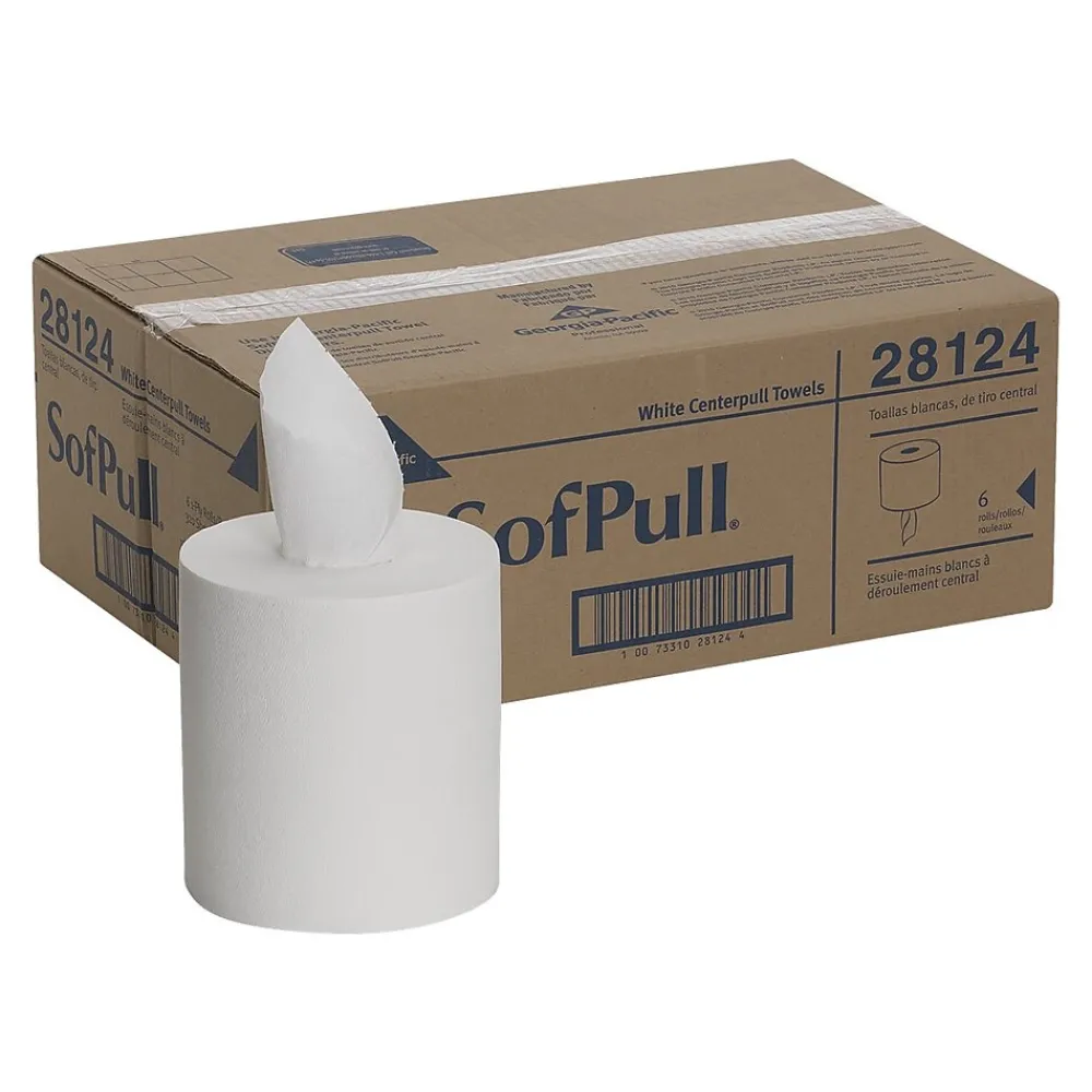 SofPull Centerpull Paper Towels, 1-ply, 320 Sheets/Roll, 6 Rolls/Pack (28124)