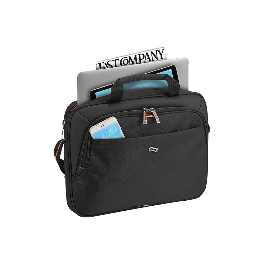 ACE Laptop Briefcase, Black/Orange Polyester (UBN106-4)<Solo Best