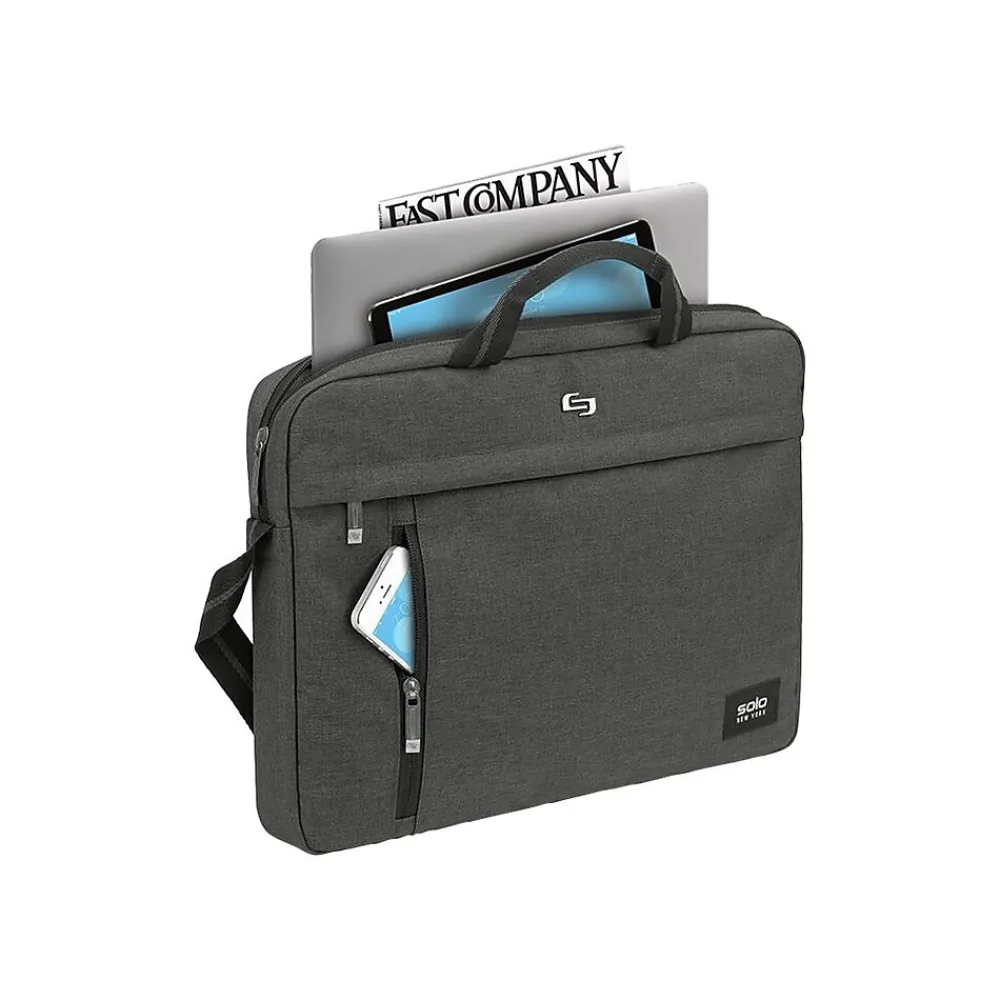 Downtown 15.6" Laptop Briefcase, Gray Polyester (UBN126-10)<Solo Outlet
